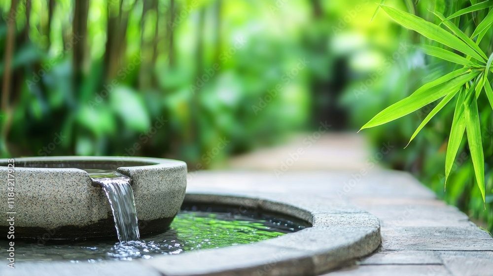 Tranquil Bamboo Fountain with Gentle Water Flow Tranquil Bamboo Fountain with Gentle Water Flow