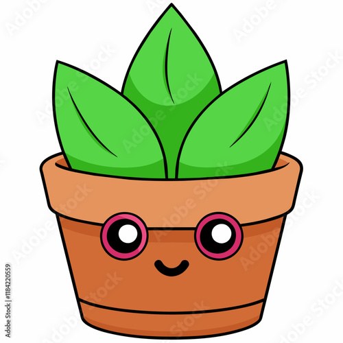 Charming Kawaii Houseplant Character - Detailed Vector SVG Illustration