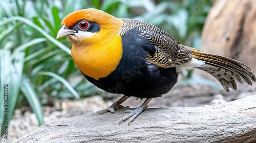 Vibrant Golden breasted Starling Bird on Branch photo