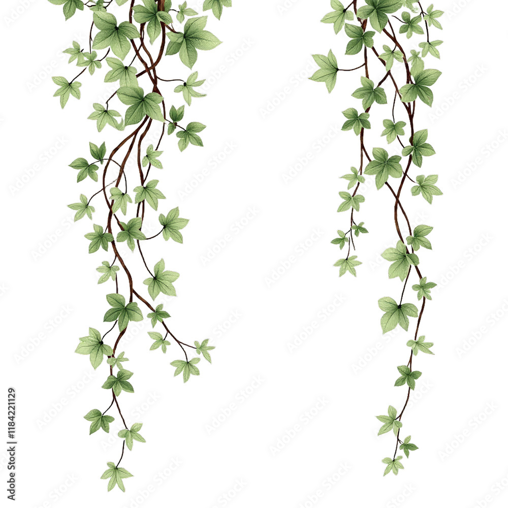 A delicate, leafy vine with intricate patterns and a natural, earthy tone A delicate, leafy vine with intricate patterns and a natural, earthy tone