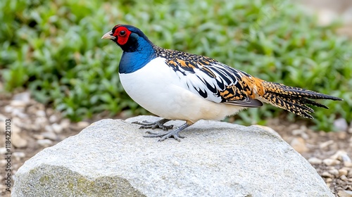 Majestic Himalayan Monal Pheasant on Rock photo