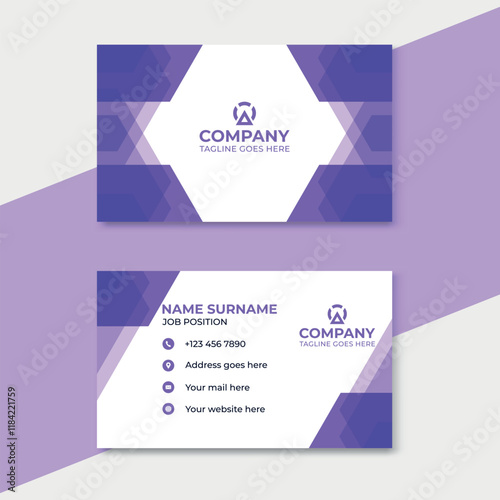 Modern purple color Abstract shape business card design.