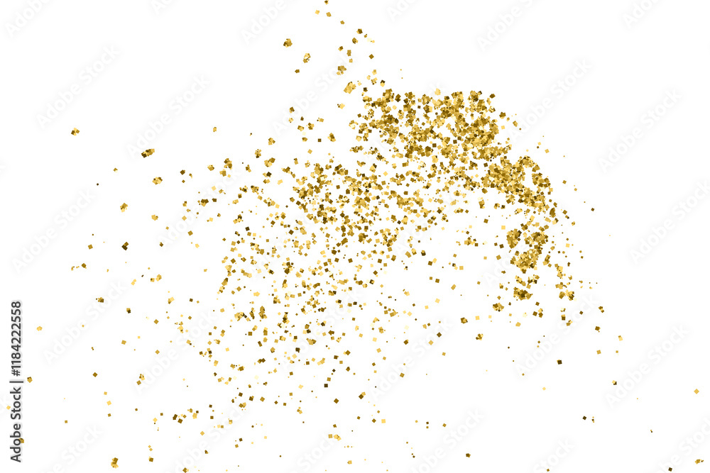 Fototapeta premium Gold Texture Pattern on Transparent Background. Light Golden Confetti. PNG Design Element.