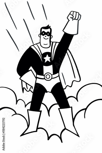 Brave Hero Outline - Printable A4 Vector Coloring Sheet for Young Comic Fans