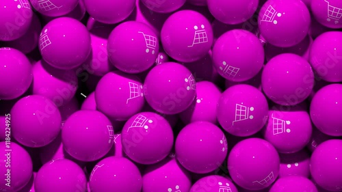 Falling Screen Balls Transition Animation with Shopping Symbol