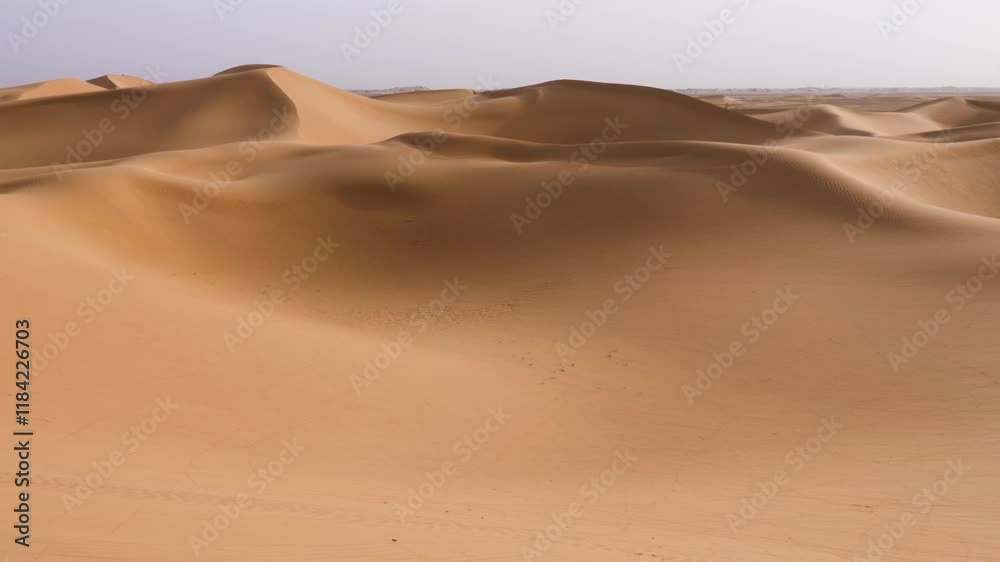 Beautiful Sahara desert sand dunes, Erg Lihoudi, Morocco. Serene beautiful landscape and nature background 4k footage. 
