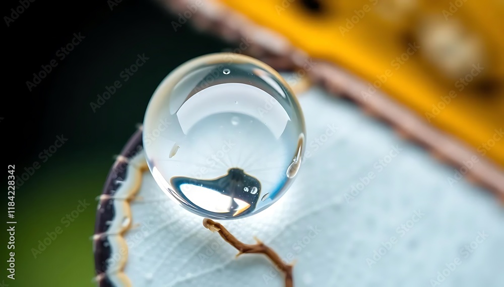 Fototapeta premium Crystal Water Droplet on Butterfly Wing: A Serene Macro Photograph