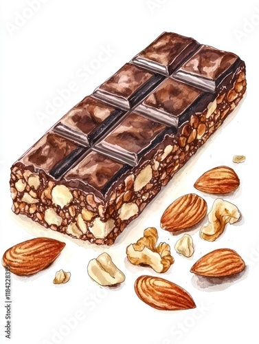 Delicious Dark Chocolate Bar with Almonds and Walnuts Gourmet Nut Chocolate Candy