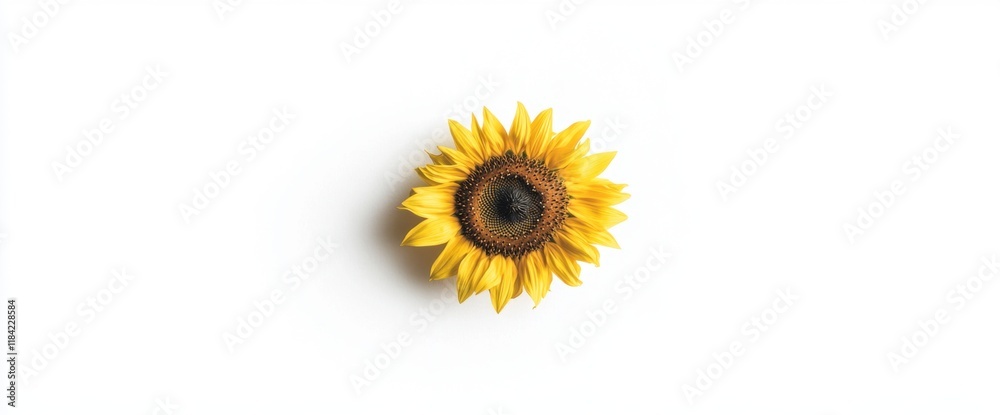 Obraz premium A single vibrant sunflower against a white background, symbolizing beauty and nature.