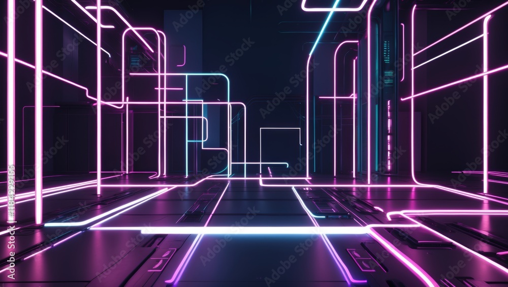 Fototapeta premium Futuristic Abstract Background with Glowing Elements
