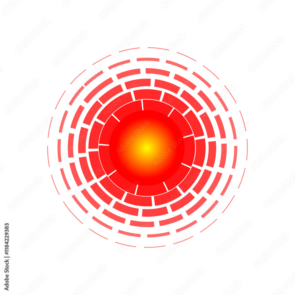 Red circle indicating pain location. Sore spot symbol for body discomfort. Ache area icon used in pain relief ads. Abstract target marking hurt region. Medical sign element Red circle indicating pain location. Sore spot symbol for body discomfort. Ache area icon used in pain relief ads. Abstract target marking hurt region. Medical sign element