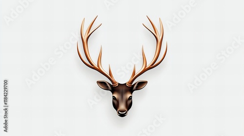 Elegant deer head with antlers against a minimalist background. Perfect for home decor or nature-themed projects. photo