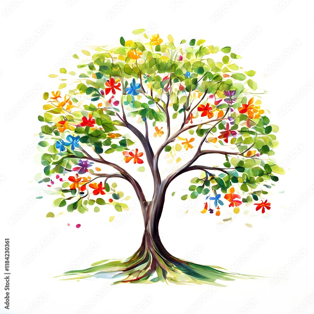 Fototapeta premium A beautiful green bush tree isolated on a white background