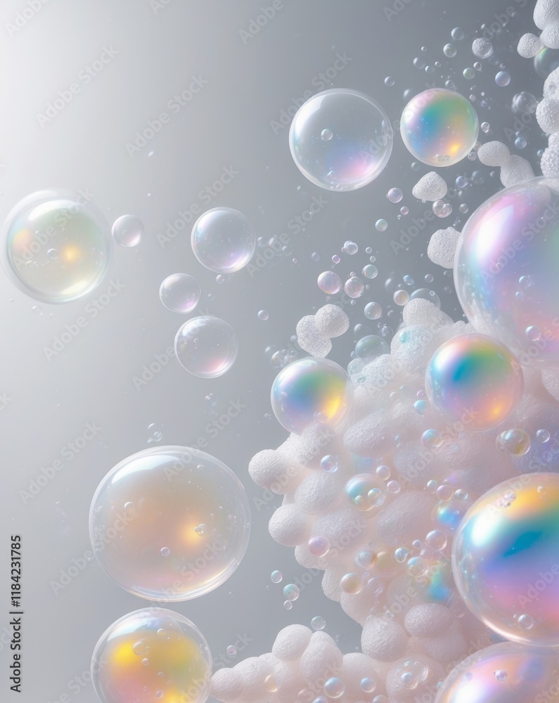 Abstract background of colorful foam bubbles creating interesting shapes and textures.