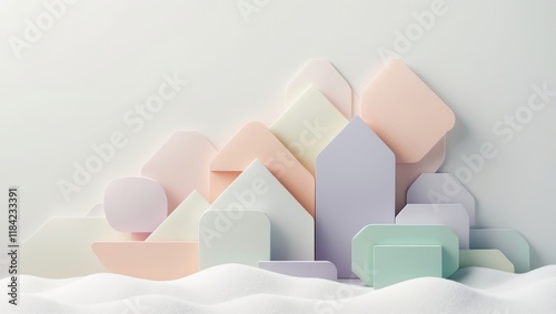 Abstract Minimalist Shapes on Serene Background
