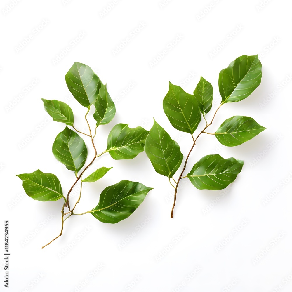 Fototapeta premium A beautiful green bush tree isolated on a white background