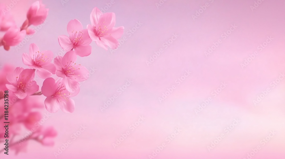 Blooming Sakura Flowers on Tree in Spring Against Soft Pink Background with Copy Space for Nature Concepts and Seasonal Design Elements in 4K Video Blooming Sakura Flowers on Tree in Spring Against Soft Pink Background with Copy Space for Nature Concepts and Seasonal Design Elements in 4K Video