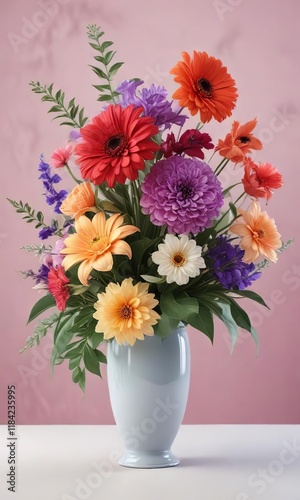 Wallpaper Mural Vibrant floral arrangement against a soft gradient background, hourglass shape , abstract art, flower decor Torontodigital.ca