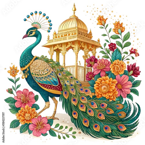 peacock in the temple