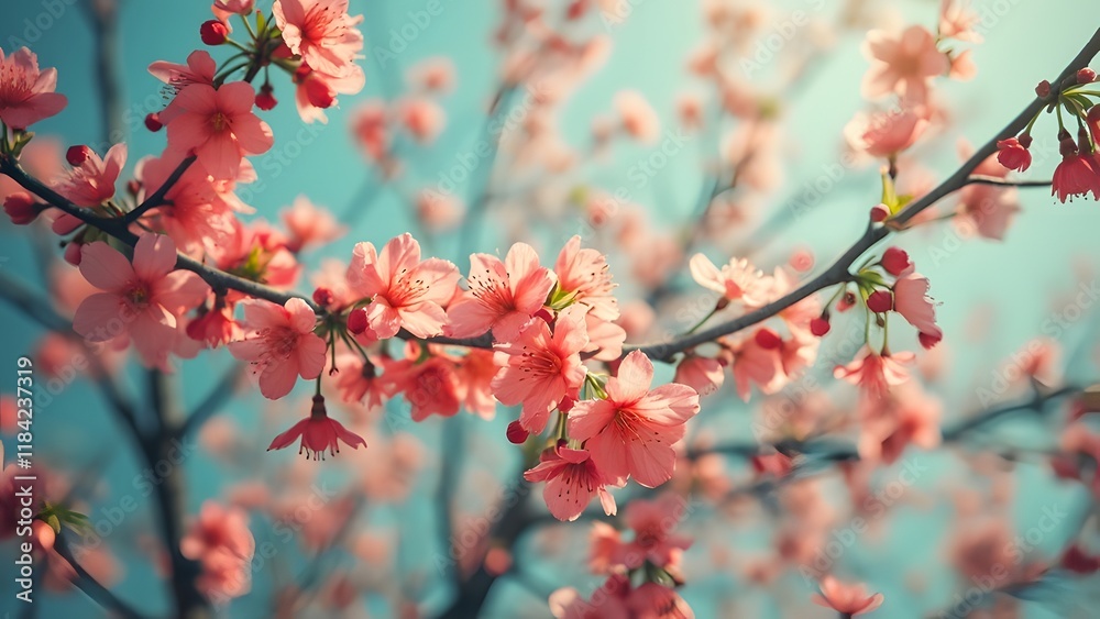 Vibrant Red Spring Blossoms, Cheerful and Fresh Floral Image Vibrant Red Spring Blossoms, Cheerful and Fresh Floral Image