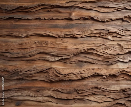 Distressed wood wavy ridged wall texture with earthy tones, old wood, textured surface, wooden texture