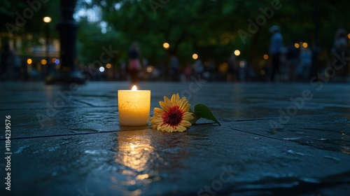 Candlelight Vigil for Global Causes with Flower Decor