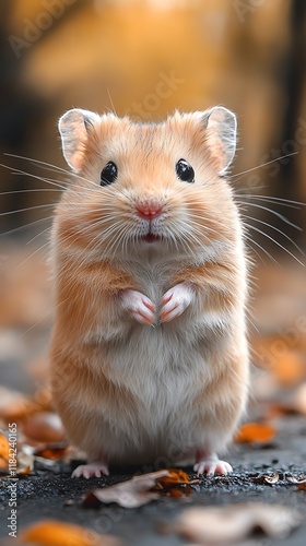 Wallpaper Mural Rodent hamster closeup in autumn leaves nature setting high resolution hd picture Torontodigital.ca