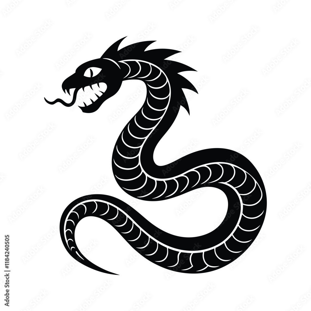 Fototapeta premium Chinese New Year Snake Silhouette Vector Design 
