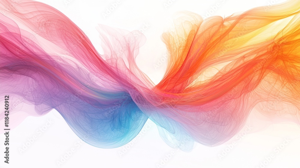 Radiant energy field digital illustration with soft colors on white background