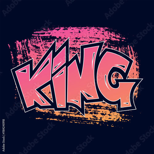 King Word Colorful Graffiti style Vector Illustration. 