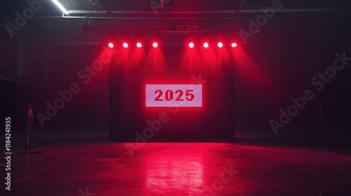 Giant Red Timer Display on a Spotlight Stage
