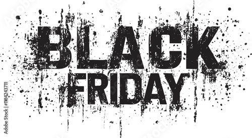 Grunge-style Black Friday text for promotional sales and advertising.