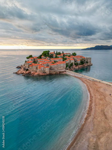 Sticker Sveti Stefan Montenegro- drone view