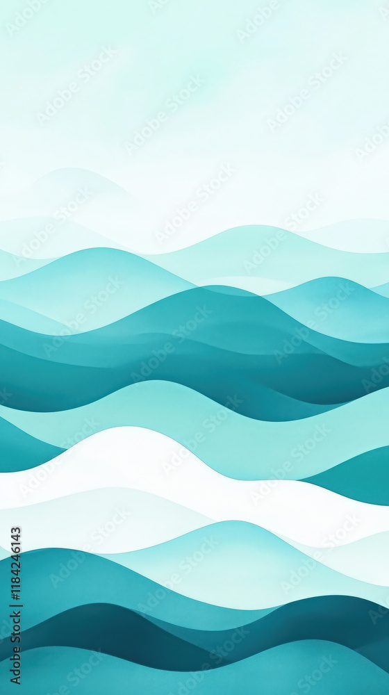 Serene abstract watercolor waves in shades of teal and aqua Serene abstract watercolor waves in shades of teal and aqua