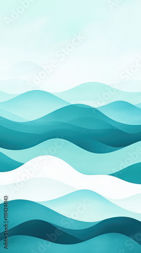 Serene abstract watercolor waves in shades of teal and aqua