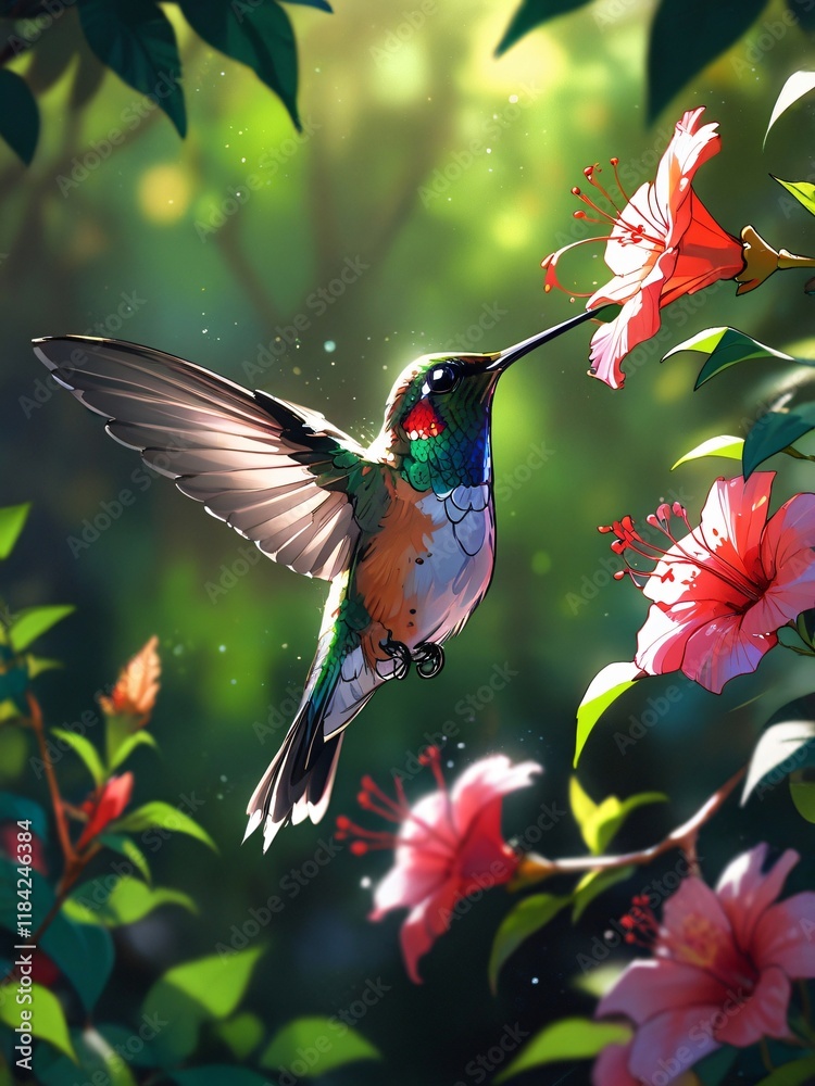 Naklejka premium Grace in Motion: A Hummingbird’s Dance