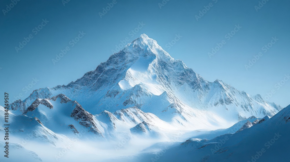 Obraz premium Majestic Winter Peak: A Serene, Snow-Covered Mountaintop