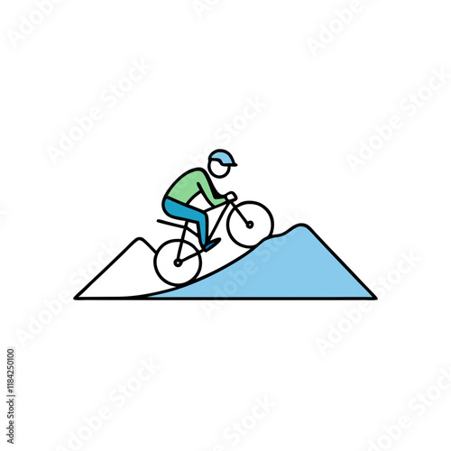 bicycle skiing in the mountains vector illustration