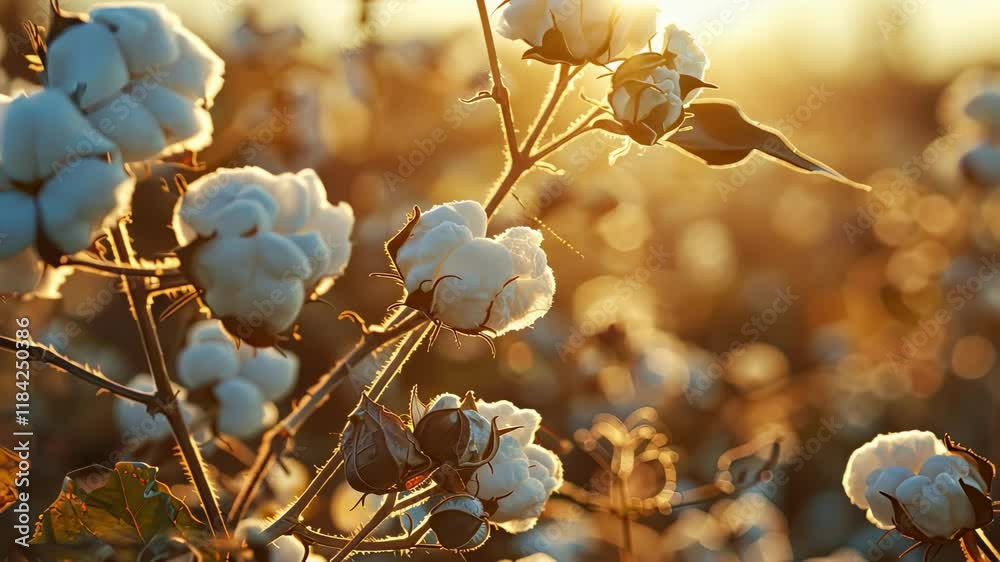 cotton grows in the field. selective focus