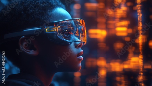 Wallpaper Mural Exploring Futuristic Cityscapes: A Child's Journey Through Virtual Reality, Immersive Technology and Advanced Digital Worlds Torontodigital.ca