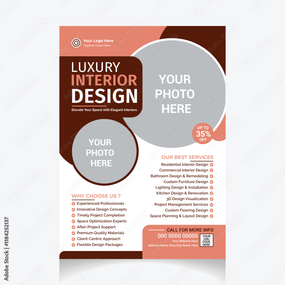 Obraz premium Luxury interior design flyer template layout