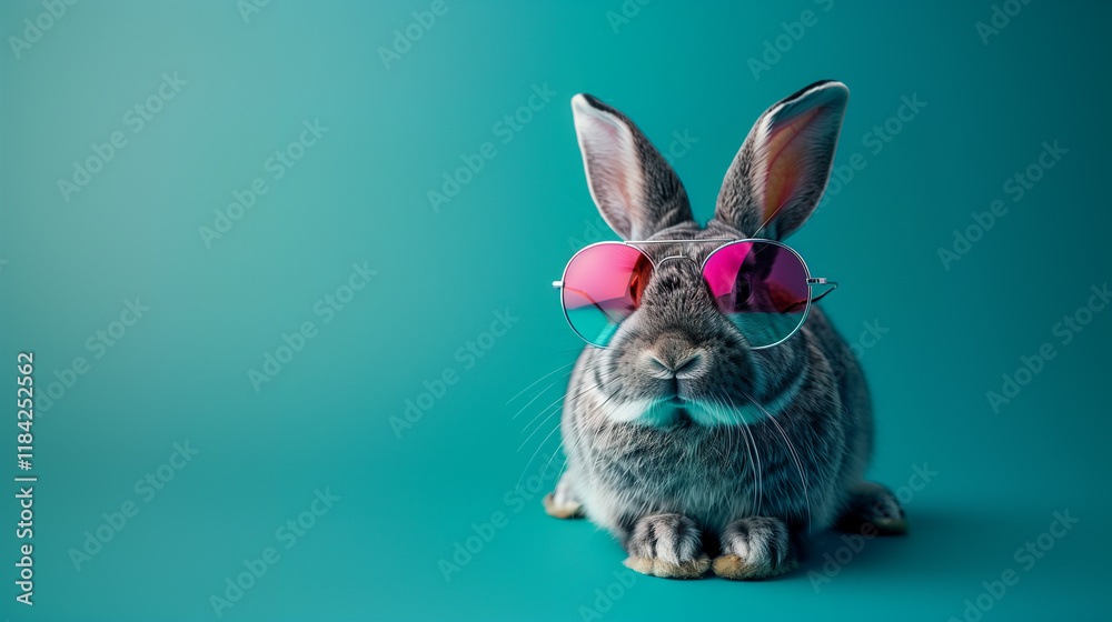 Fototapeta premium A cool and funny easter rabbit with sunglasses