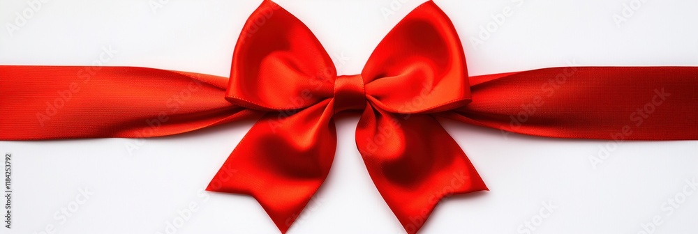 A vibrant red bow made of satin ribbon, elegantly displayed on a white background. A vibrant red bow made of satin ribbon, elegantly displayed on a white background.