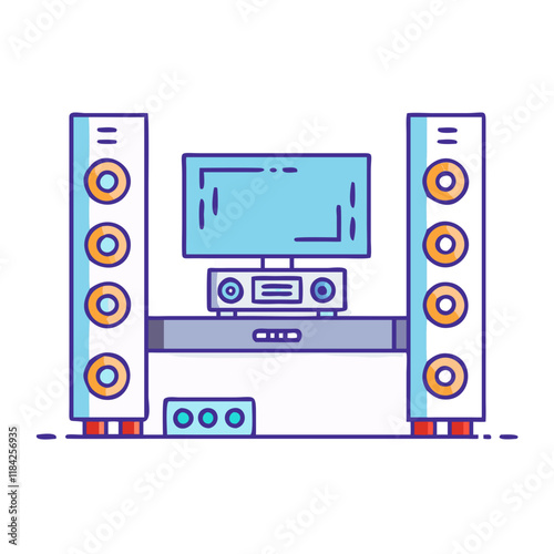 home theater system vector icon, electronics vector illustration - simple illustration of home theater system perfect for logos, and electronics-themed designs.