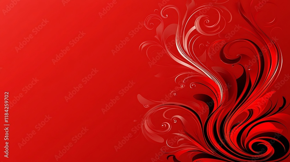 Red and Black Swirling Floral Design Abstract Art Red and Black Swirling Floral Design Abstract Art