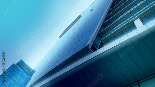 Modern Skyscrapers with Glass Facades in the City