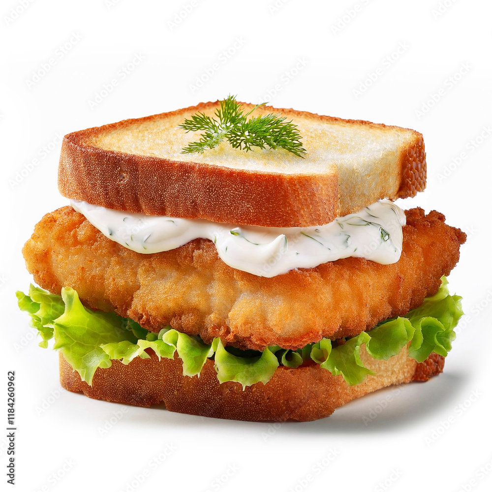 crispy fish fillet sandwich with tartar sauce and lettuce crispy fish fillet sandwich with tartar sauce and lettuce