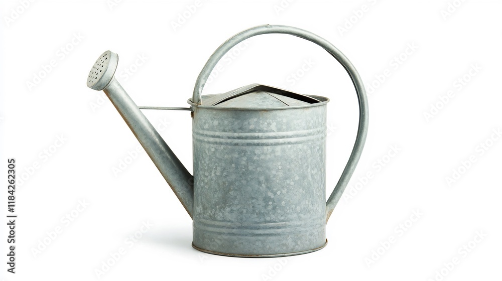 Metal Watering Can with Minimalist Design on White Background Metal Watering Can with Minimalist Design on White Background