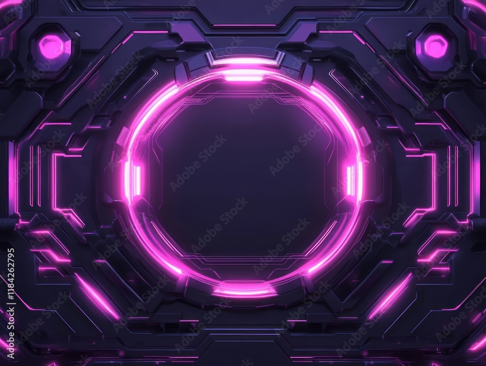 Obraz premium Abstract Futuristic Panel with Glowing Pink Lines