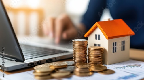Financial Analysis with Laptop and House Icon
